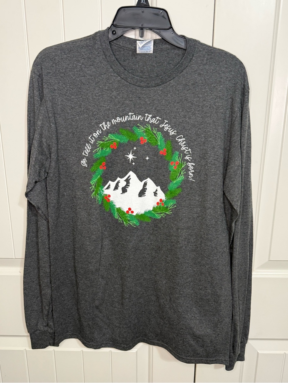 Delta Charcoal Gray Long-Sleeve Tee with Go Tell it On The Mountain